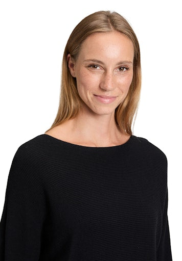 Betty Barclay Black Cotton Knit Sweater – Long Sleeve, Round Neck 5287 1513