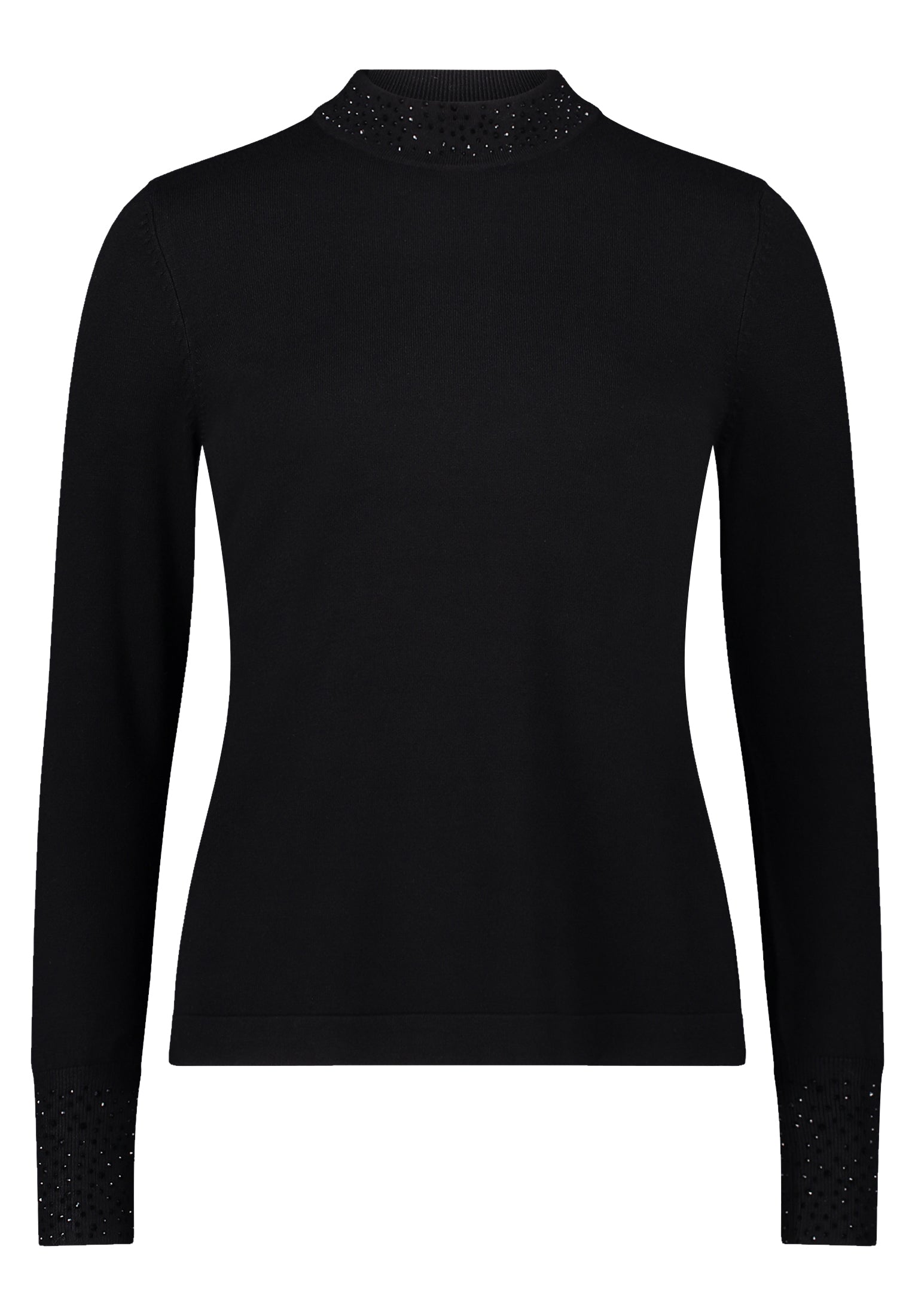 Betty Barclay Black Knit Top – Long Sleeve, Stand-Up Collar, Figure-Skimming Fit 5334 1036
