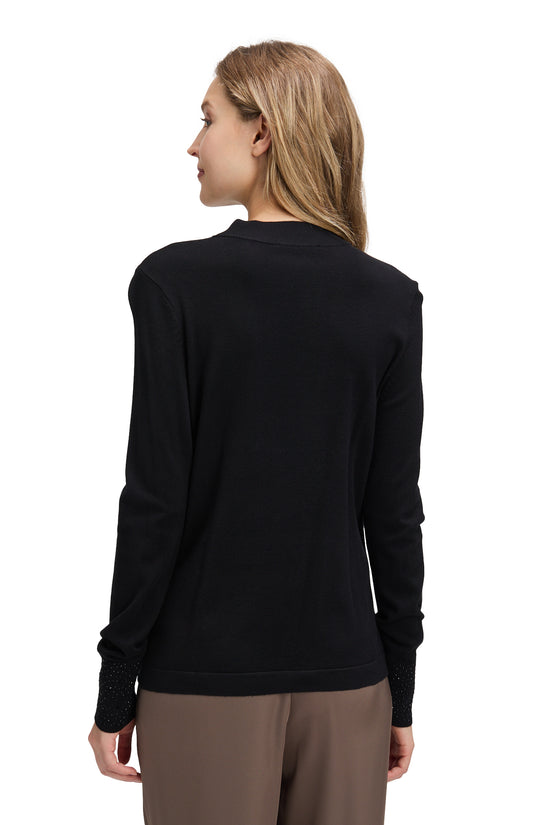 Betty Barclay Black Knit Top – Long Sleeve, Stand-Up Collar, Figure-Skimming Fit 5334 1036