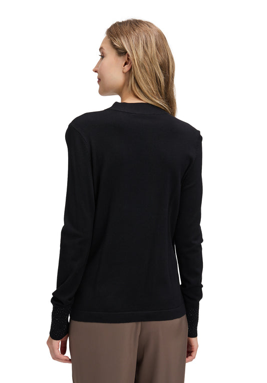 Betty Barclay Black Knit Top – Long Sleeve, Stand-Up Collar, Figure-Skimming Fit 5334 1036
