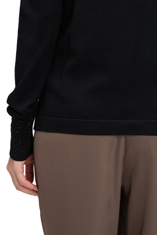 Betty Barclay Black Knit Top – Long Sleeve, Stand-Up Collar, Figure-Skimming Fit 5334 1036