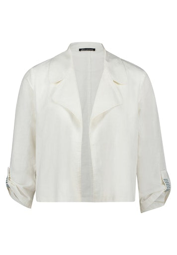 Betty Barclay White Linen Blend Single Breasted 3/4 Sleeve Jacket