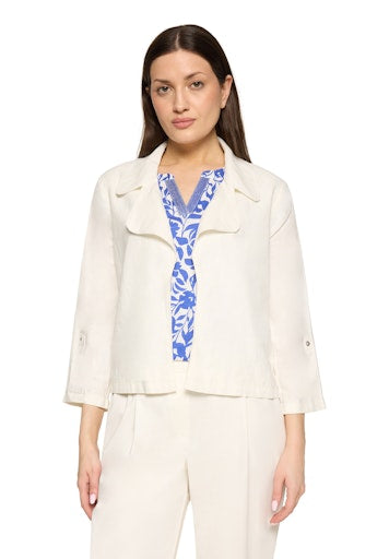 Betty Barclay White Linen Blend Single Breasted 3/4 Sleeve Jacket