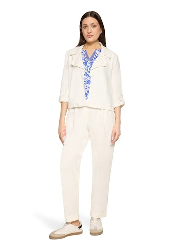 Betty Barclay White Linen Blend Single Breasted 3/4 Sleeve Jacket