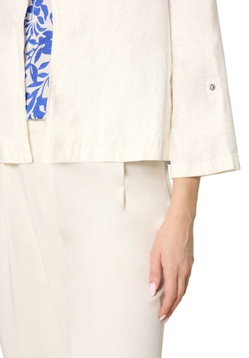 Betty Barclay White Linen Blend Single Breasted 3/4 Sleeve Jacket
