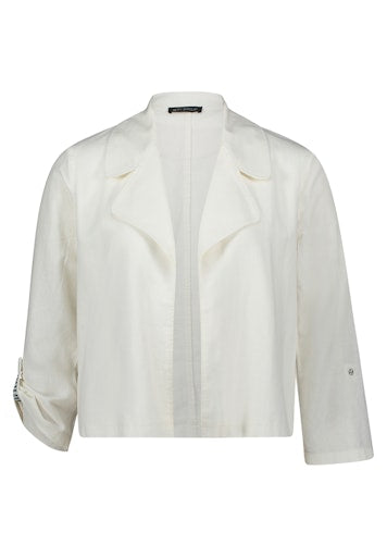 Betty Barclay White Linen Blend Single Breasted 3/4 Sleeve Jacket