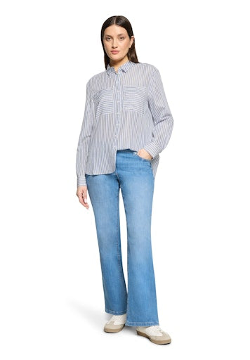 Betty Barclay Blue & White Striped Shirt, Casual Fit, Long Sleeve, Button Front 80241856