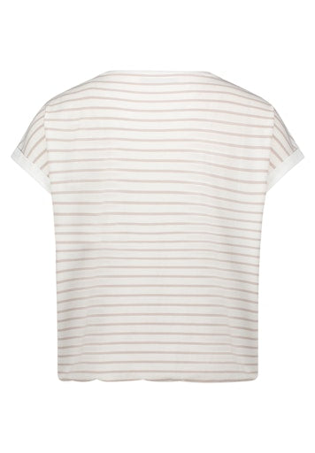 Betty Barclay Cream with Floral Motif Mesh Front Short Sleeve Top