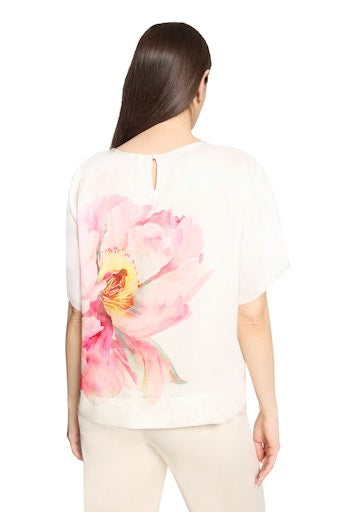 Betty Barclay Floral Print Top Figure-Skimming with Round Neck and Short Sleeve 80301847