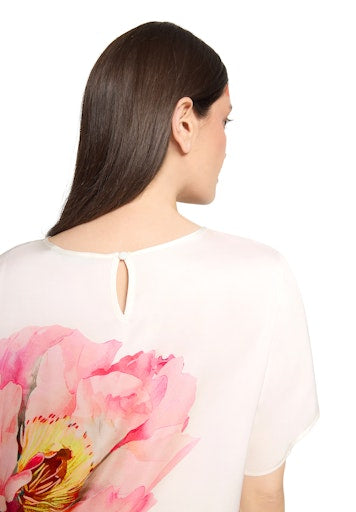 Betty Barclay Floral Print Top Figure-Skimming with Round Neck and Short Sleeve