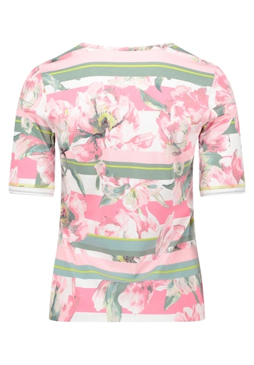 Betty Barclay Rose Floral Print T-Shirt with Mid Sleeve and Round Neck