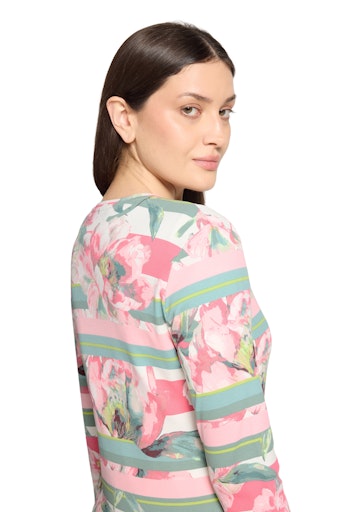 Betty Barclay Floral Print Zip Fitted Ribbed Cardigan
