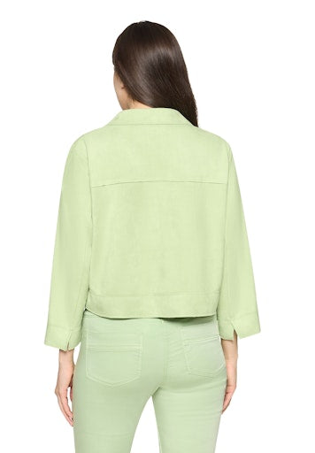 Betty Barclay Green Cropped faux suede Jacket with 3/4 Sleeve