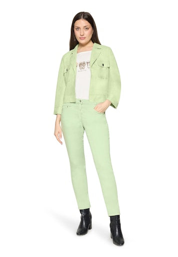 Betty Barclay Green Cropped faux suede Jacket with 3/4 Sleeve