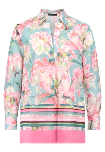 Betty Barclay Mint Floral Print Blouse with V-Neck and Long Sleeve