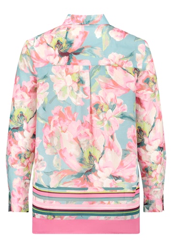 Betty Barclay Mint Floral Print Blouse with V-Neck and Long Sleeve