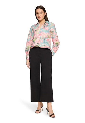 Betty Barclay Mint Floral Print Blouse with V-Neck and Long Sleeve 80321850