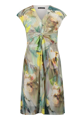 Betty Barclay Mint Floral Mesh Dress – Knee-Length, V-Neck