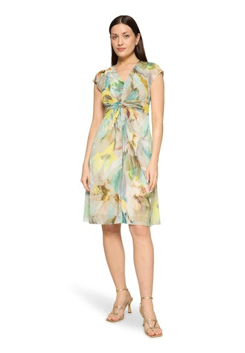 Betty Barclay Mint Floral Mesh Dress – Knee-Length, V-Neck