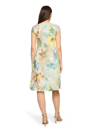 Betty Barclay Mint Floral Mesh Dress – Knee-Length, V-Neck