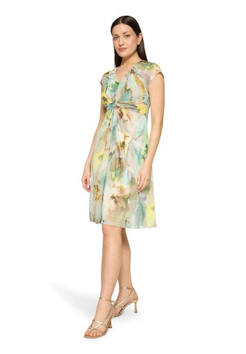 Betty Barclay Mint Floral Mesh Dress – Knee-Length, V-Neck