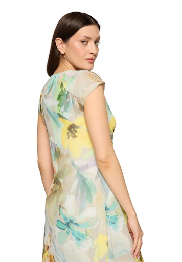 Betty Barclay Mint Floral Mesh Dress – Knee-Length, V-Neck