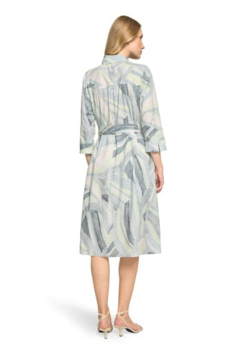 Betty Barclay Mint Print Midi Shirt Dress – Flared Fit, 3/4 Sleeves, Button-Front 18471917