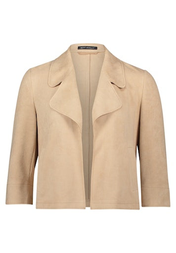 Betty Barclay Beige Faux Suede Jacket in a Straight Fit, 3/4 Sleeve 47021673