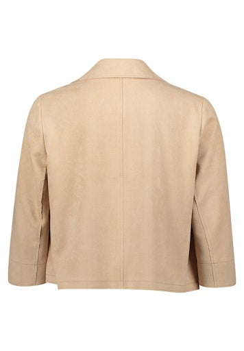 Betty Barclay Beige Faux Suede Jacket in a Straight Fit, 3/4 Sleeve 47021673