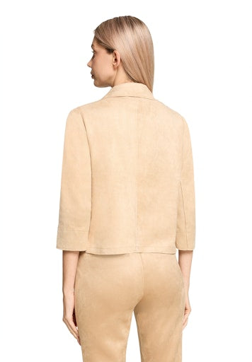 Betty Barclay Beige Faux Suede Jacket in a Straight Fit, 3/4 Sleeve 47021673