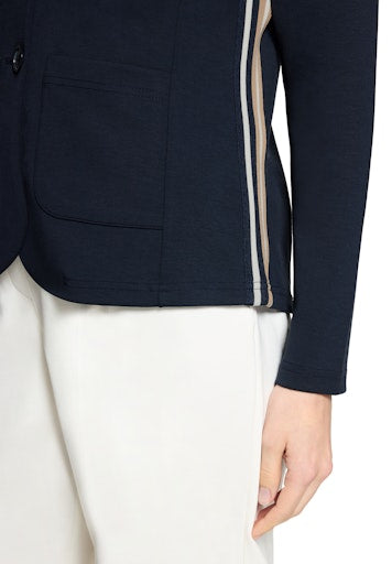 Betty Barclay Dark Blue Fitted Jersey Jacket with Lapel Collar, Patch Pockets 47151761