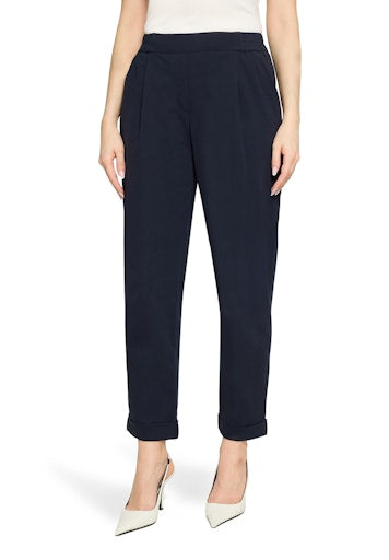 Betty Barclay Dark Blue 7/8 Casual Trousers, Relaxed Fit, High Waist, Elastic Waistband 61611838