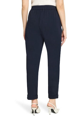 Betty Barclay Dark Blue 7/8 Casual Trousers, Relaxed Fit, High Waist, Elastic Waistband 61611838
