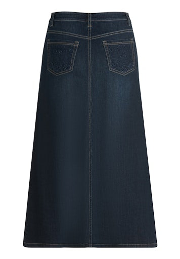 Betty Barclay Dark Denim Midi Five Pocket Skirt