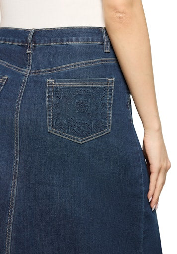 Betty Barclay Dark Denim Midi Five Pocket Skirt