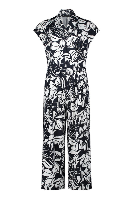 Betty Barclay Blue & White Floral Jumpsuit – 7/8 Length