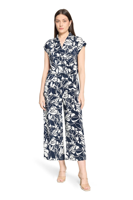 Betty Barclay Blue & White Floral Jumpsuit – 7/8 Length