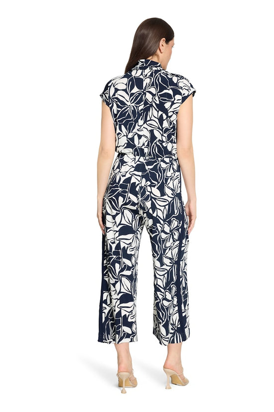 Betty Barclay Blue & White Floral Jumpsuit – 7/8 Length