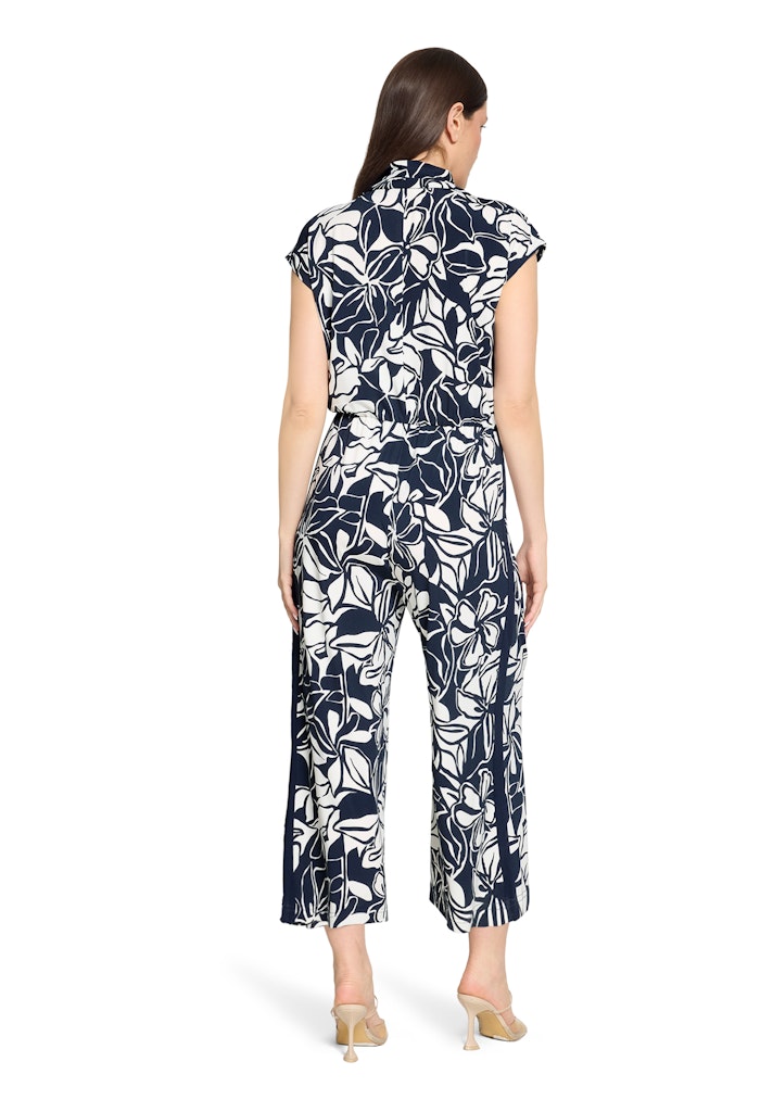 Betty Barclay Blue & White Floral Jumpsuit – 7/8 Length