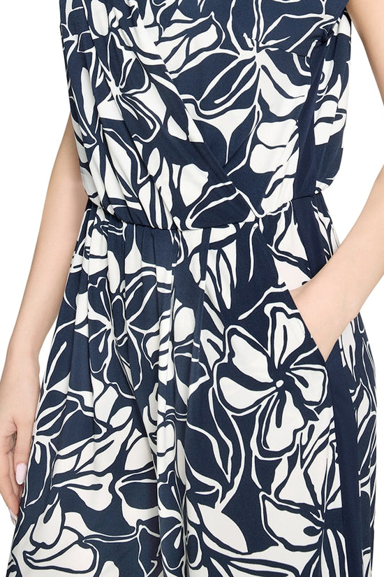 Betty Barclay Blue & White Floral Jumpsuit – 7/8 Length
