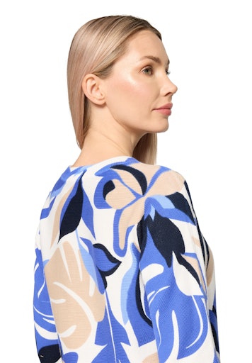 Betty Barclay Blue & Cream Floral Knit Round Neck Sweater 54011728