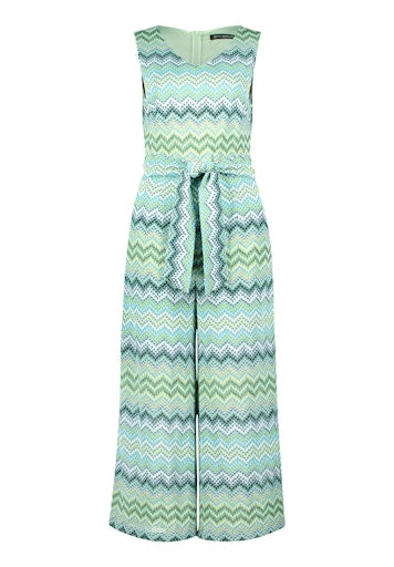 Betty Barclay Blue & Green Graphic Jumpsuit – Sleeveless, V-Neck, 7/8 Length