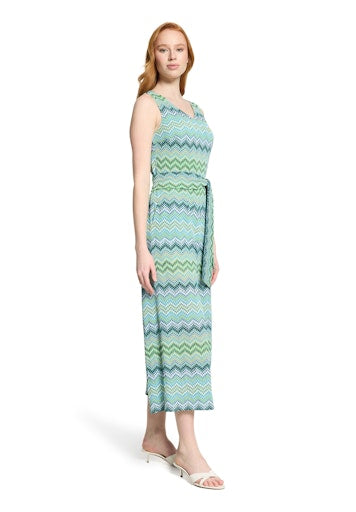 Betty Barclay Blue & Green Graphic Jumpsuit – Sleeveless, V-Neck, 7/8 Length