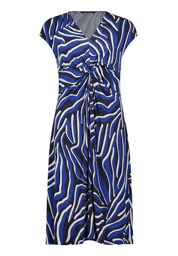 Betty Barclay Blue Animal Print V Neck Short Sleeve Mini Dress