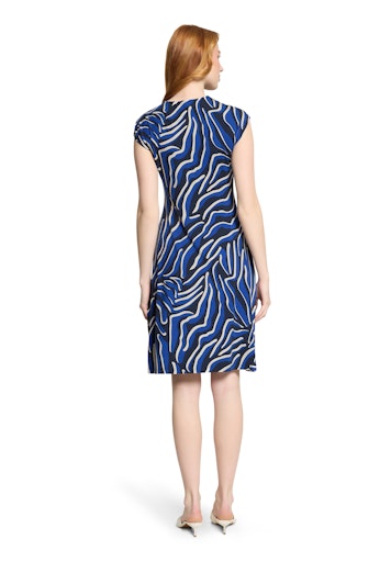 Betty Barclay Blue Animal Print V Neck Short Sleeve Mini Dress