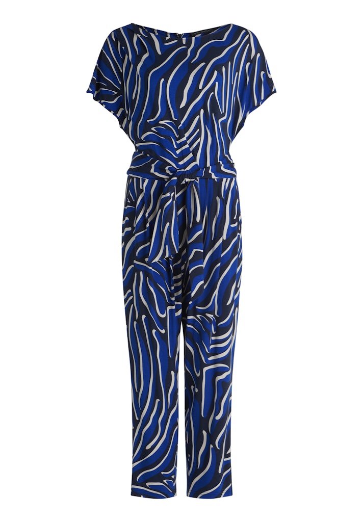 Betty Barclay Blue Animal Print Jumpsuit – 7/8 Length with Bateau Neck