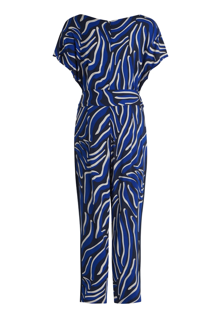 Betty Barclay Blue Animal Print Jumpsuit – 7/8 Length with Bateau Neck