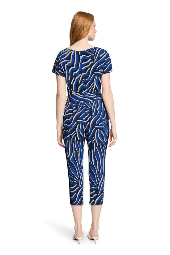 Betty Barclay Blue Animal Print Jumpsuit – 7/8 Length with Bateau Neck