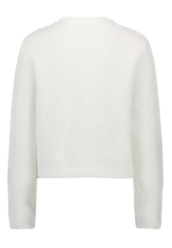 Betty Barclay White Knitted Jacket Round Neck Button Front Patch Pockets