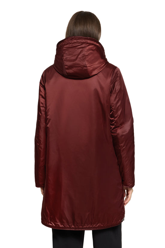 Betty Barclay Burgundy Reversible Coat with Faux Fur & Hood 71761601
